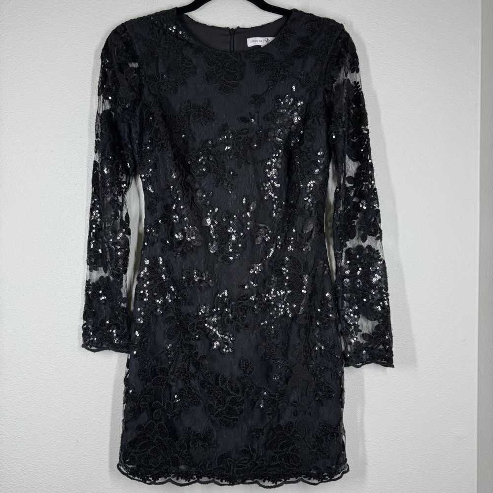 Dress The Population Grace Lace Sequins Long Sleeve Mini Dress Women’s Small